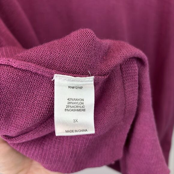 NWT Laurie Felt LA Cashmere Blend Daisy Sweater In Purple Plus Size 3X - Picture 6 of 8